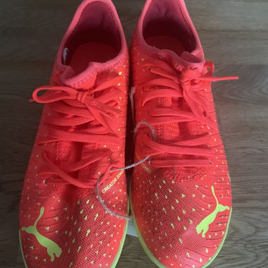 Puma neon orange sports shoes