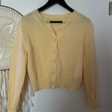 Butter-yellow knit cardigan