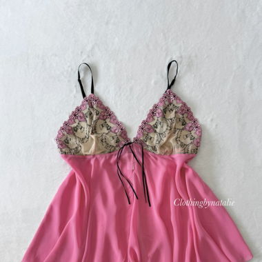 L.A Intimates Pink Chiffon Babydoll (M)