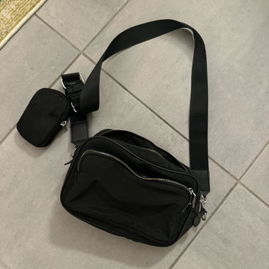 Black Shoulder Bag with Extra Pouch
