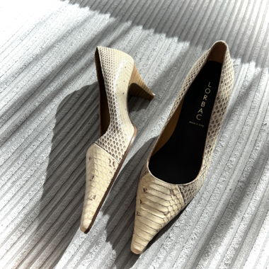 Petit talon effet python cuir made in Italy 