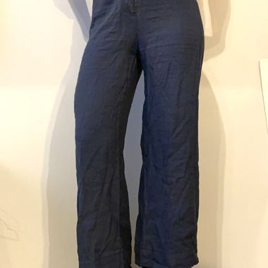 Weite Stoff-Hose dunkelblau