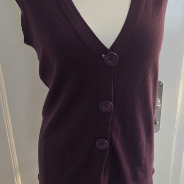 Gilet en maille violet sans manches, T. M