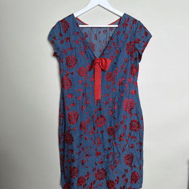 Blue Floral Cap Sleeve Dress