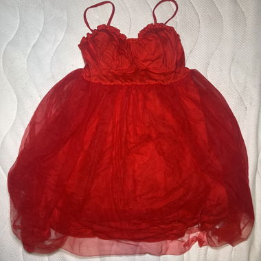 Vestito babydoll in tulle rosso L/XL