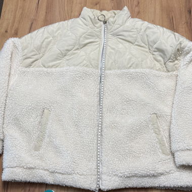 Weisse Teddy-Fleece Jacke     (Plus size)