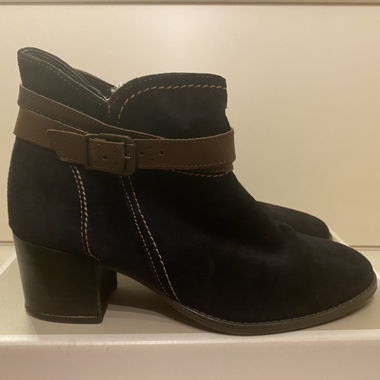 Black and brown suede ankle boots