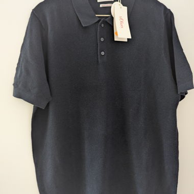 Polo en lin s. Oliver neuf bleu foncé XL
