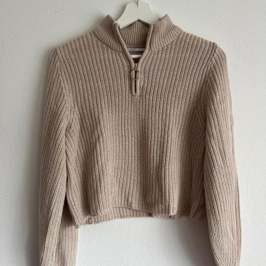Maglione beige con zip