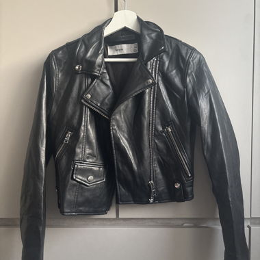 Veste biker noire effet cuir