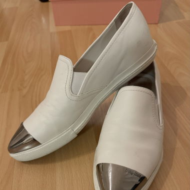 Trendy Miu Miu Loafers in white, size 37