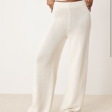 Pantaloni in maglia crema
