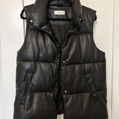 Veste matelassée MNG noire effet cuir
