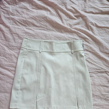 White Faux Leather Skirt