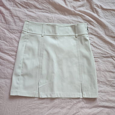 White Faux Leather Skirt