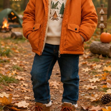 Kinderparka orange mit Kapuze