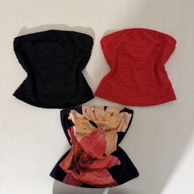 3 vintage strapless floral summer tube tops