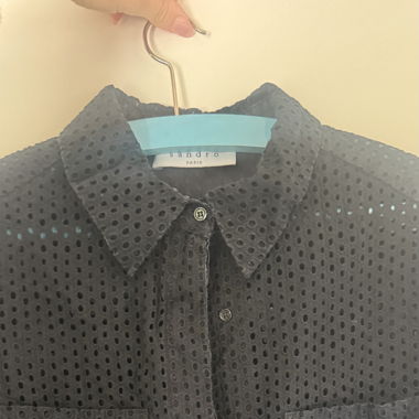 Sandro Paris Black Embroidered Eyelet Shirt