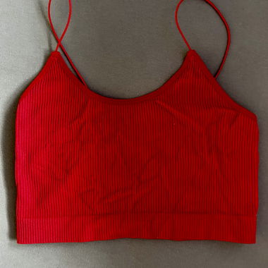 Red cropped top with thin straps