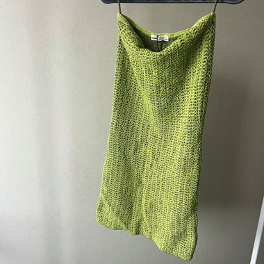 Strapless green crochet summer dress