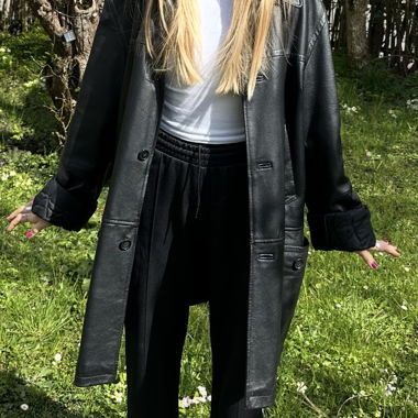 Vintage Black Leather Coat