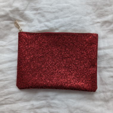 Red Glitter Makeup Bag