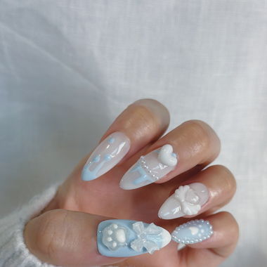 Sweet Blue Bow Press-on Nails