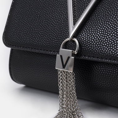 Mini tracolla nera con catena