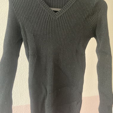 Pull noir côtelé