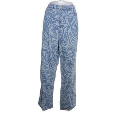 Jeans a gamba larga con motivo