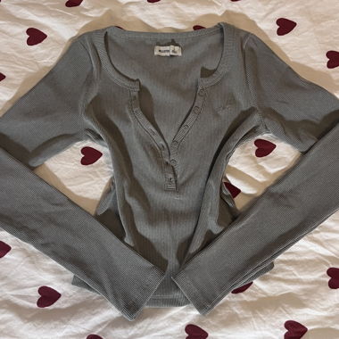 Hollister Grey Long-Sleeve Henley Top