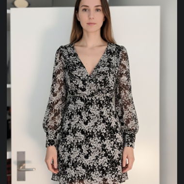 Robe fleurie noire Zara