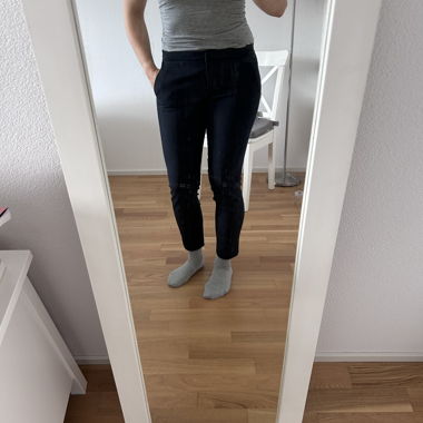Pantalon en tissu bleu foncé