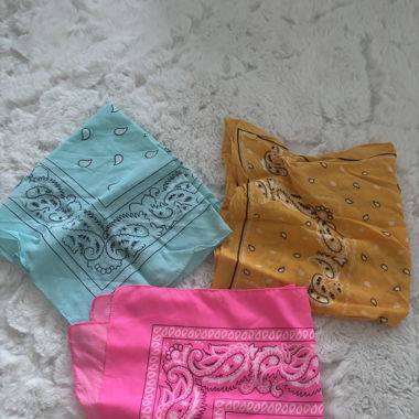 3 coloured bandanas