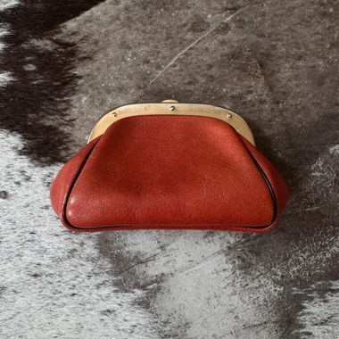 Vintage Red Coin Purse Genuine Leather