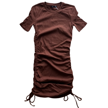 Robe mini à t-shirt froncée en cuivre ZARA