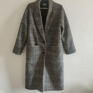 karierter Mantel grau, wolle