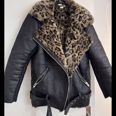 Warm leo faux leather jacket (Fake) H&M