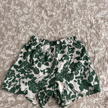 Green and White Floral Shorts