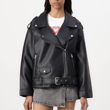 Black Faux Leather Biker Jacket