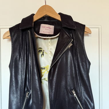 Leder Weste schwarz Gr. S