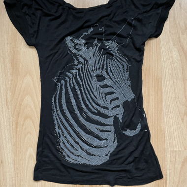 Shirt mit Zebraprint und Nieten 36