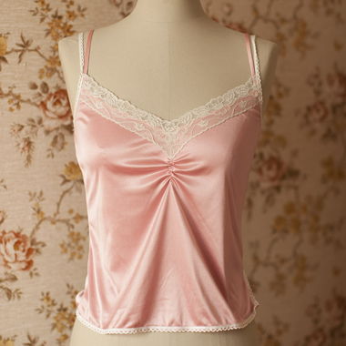 Ensemble de lingerie romantique en satin rose (S/36)