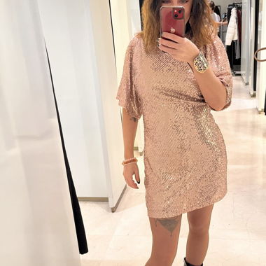 Robe pailletée vieux rose