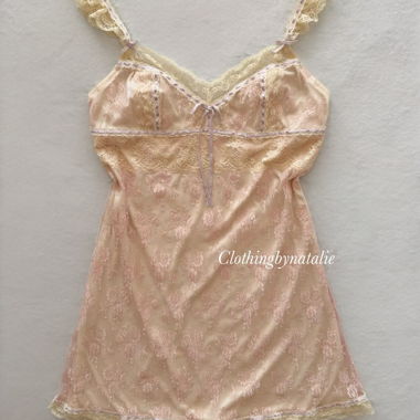Vestito slip in pizzo rosa Taglia S/small M