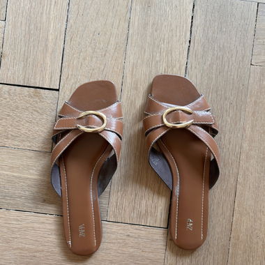 ZARA leather heeled mules