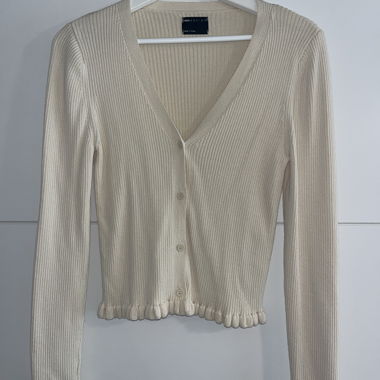 Cardigan beige a costine