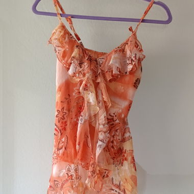 Vintage Y2K Orange Paisley-Volant-Cami-Top