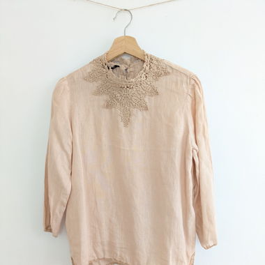 Leinenbluse mit Stickerei Zara Gr.S