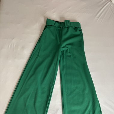Green Suit-Style Pants with Belt